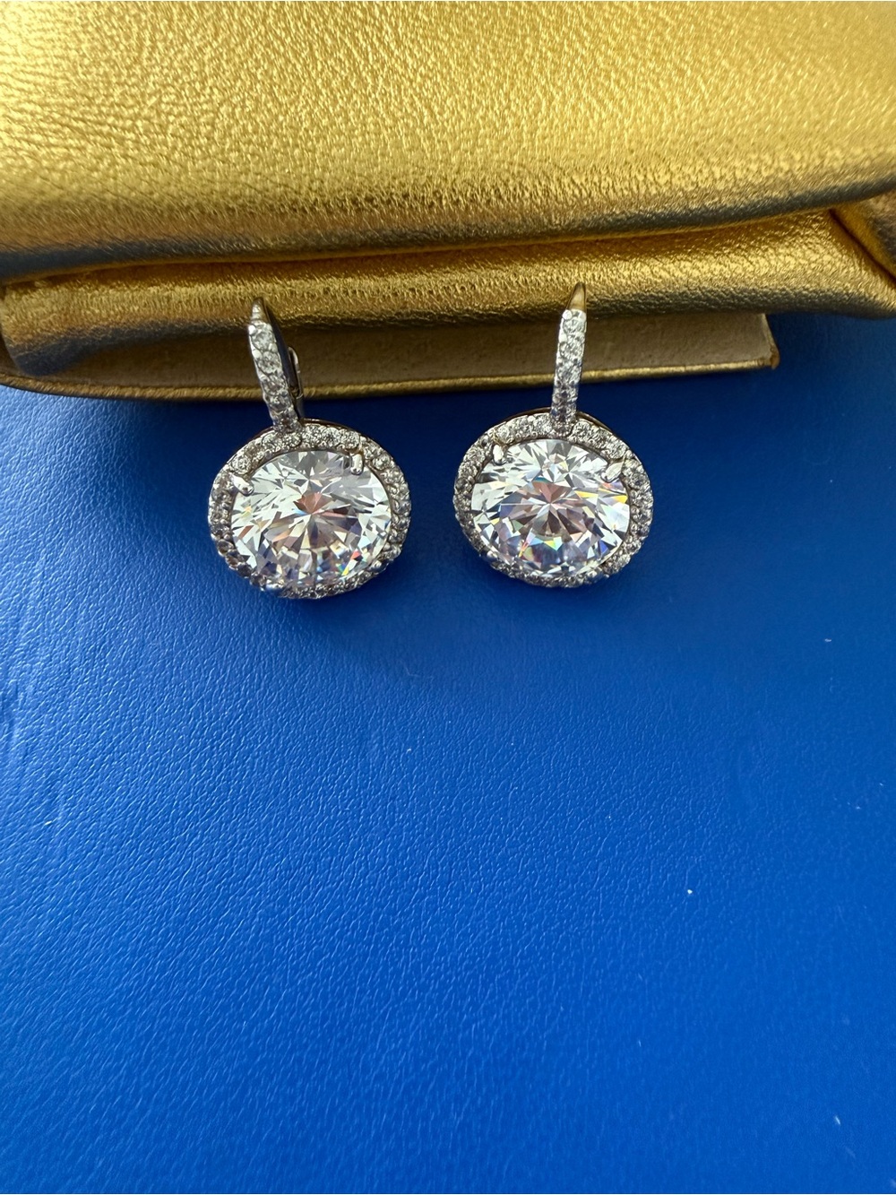 Sparkling Halo Drop Earrings - Clear Crystal